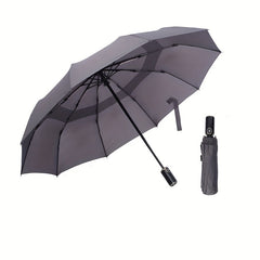 Double Layer Auto Umbrella 10 Ribs Leather Handle