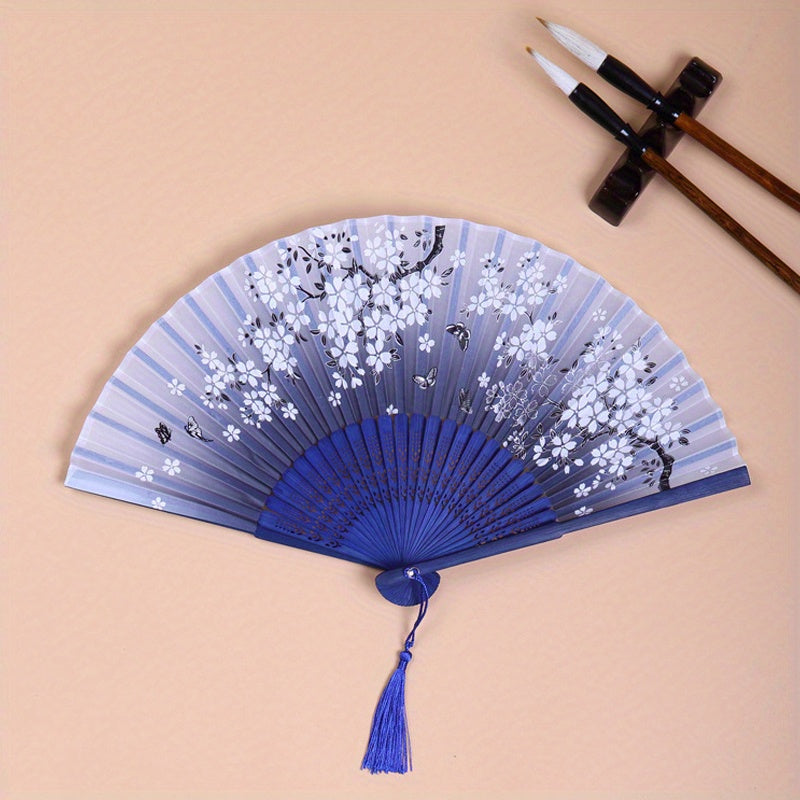 Ancient Style Bamboo Folding Fan Chinese Painted Ladies Accessories