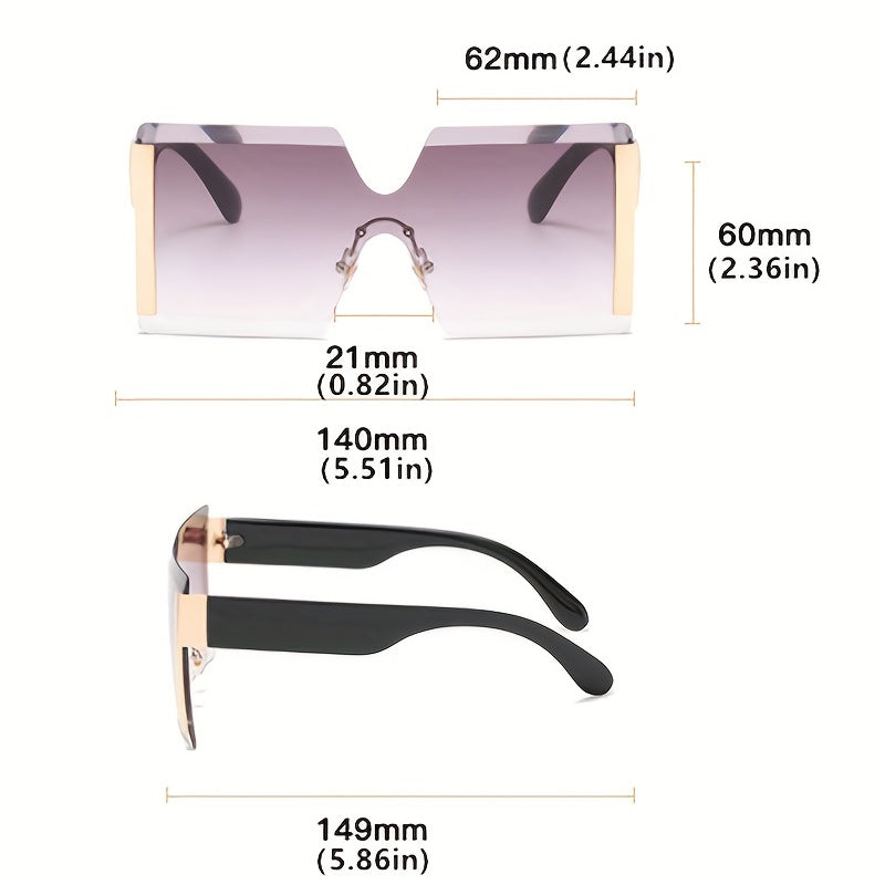 Geometric Frame Sunglasses Gradient Oversized Polarized Glasses