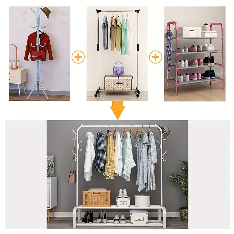 Folding Indoor Clothes Rack Bedroom Balcony Hanging Rod