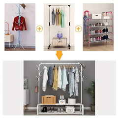 Folding Indoor Clothes Rack Bedroom Balcony Hanging Rod