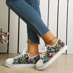 Women's Graffiti Print Sneakers Lightweight Canvas Shoes