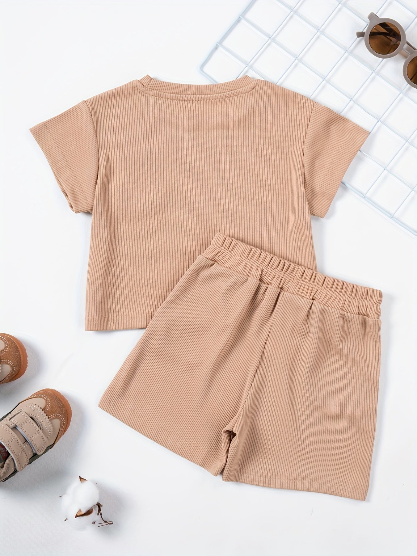 2pcs Baby Boys Bear T-shirt & Shorts Set for Summer