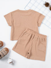 2pcs Baby Boys Bear T-shirt & Shorts Set for Summer