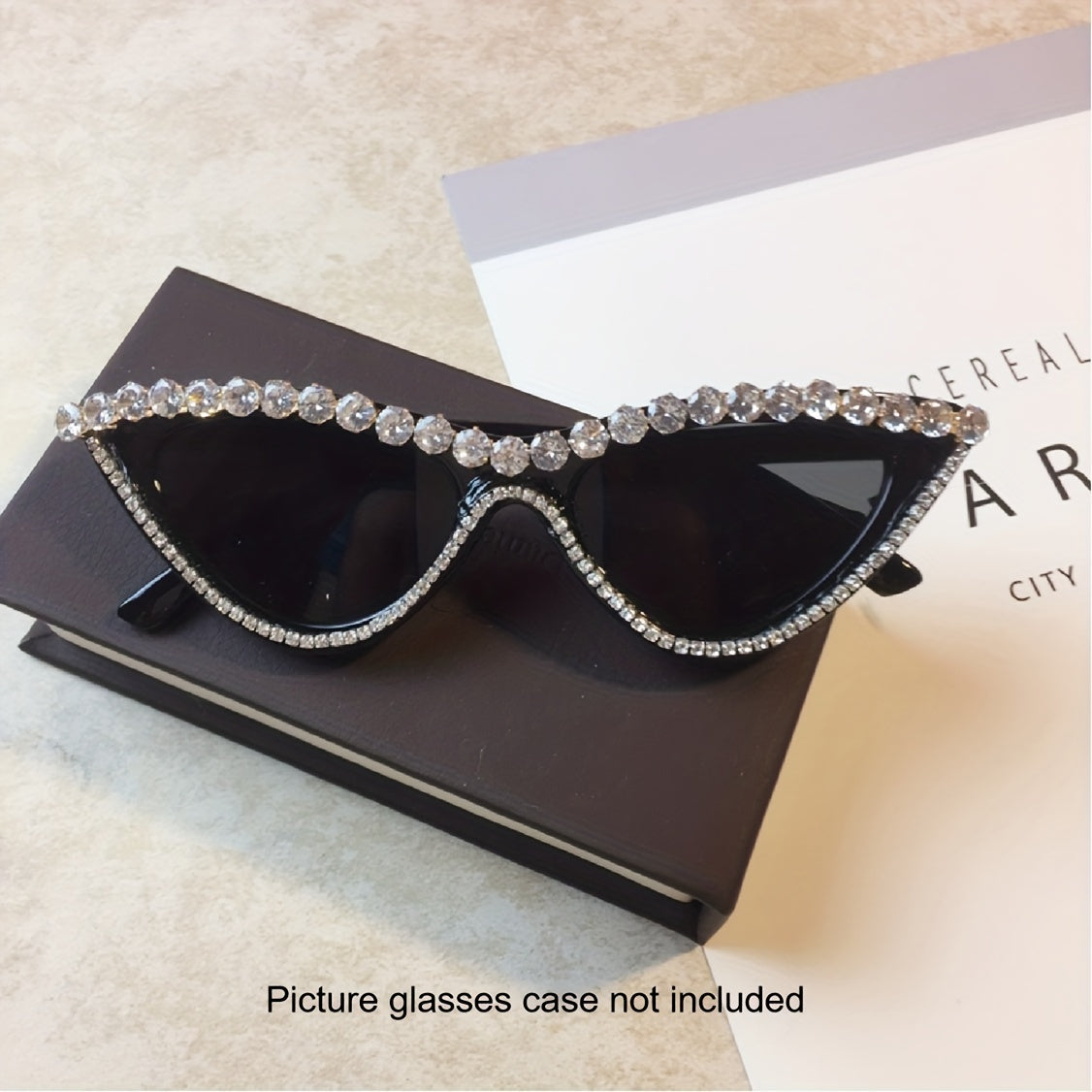 Rhinestone Cat Eye Frame Sunglasses UV Protection Small Glasses