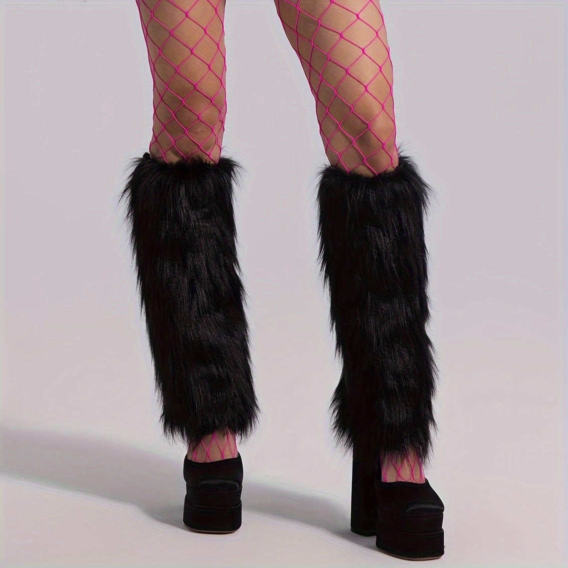 Solid Fuzzy Leg Warmers Knee High Socks Women's Stockings