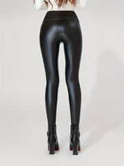 Faux Leather Fleece Lined Leggings Yoga Pants Womens Activewear