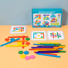Wooden Rainbow Stick Thinking Puzzle Toy Matching Game Montessori 
