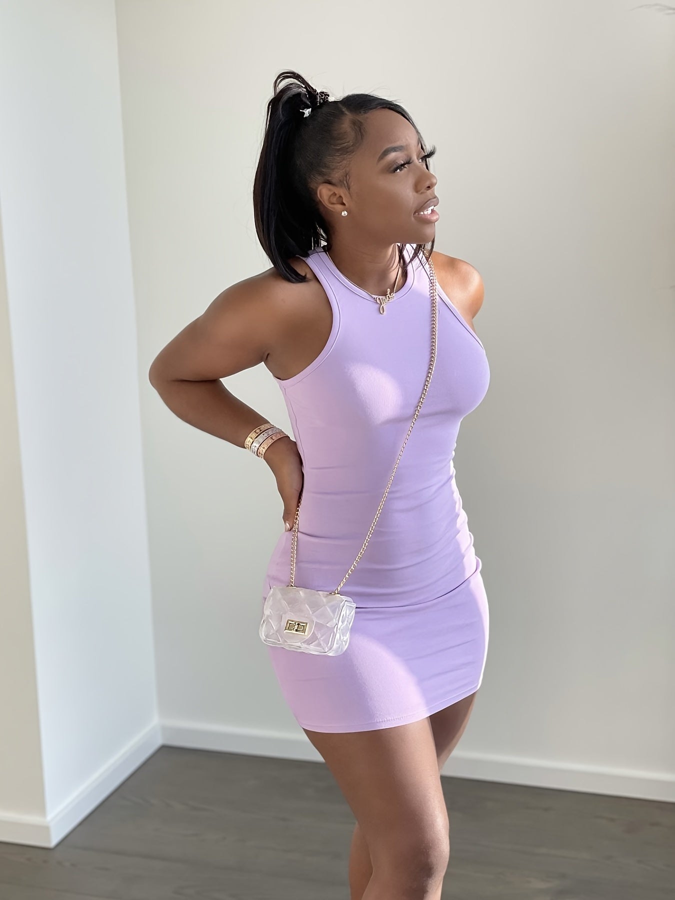 Sleeveless Bodycon Dress Sexy Bag Hip Ruffled Slim Dress