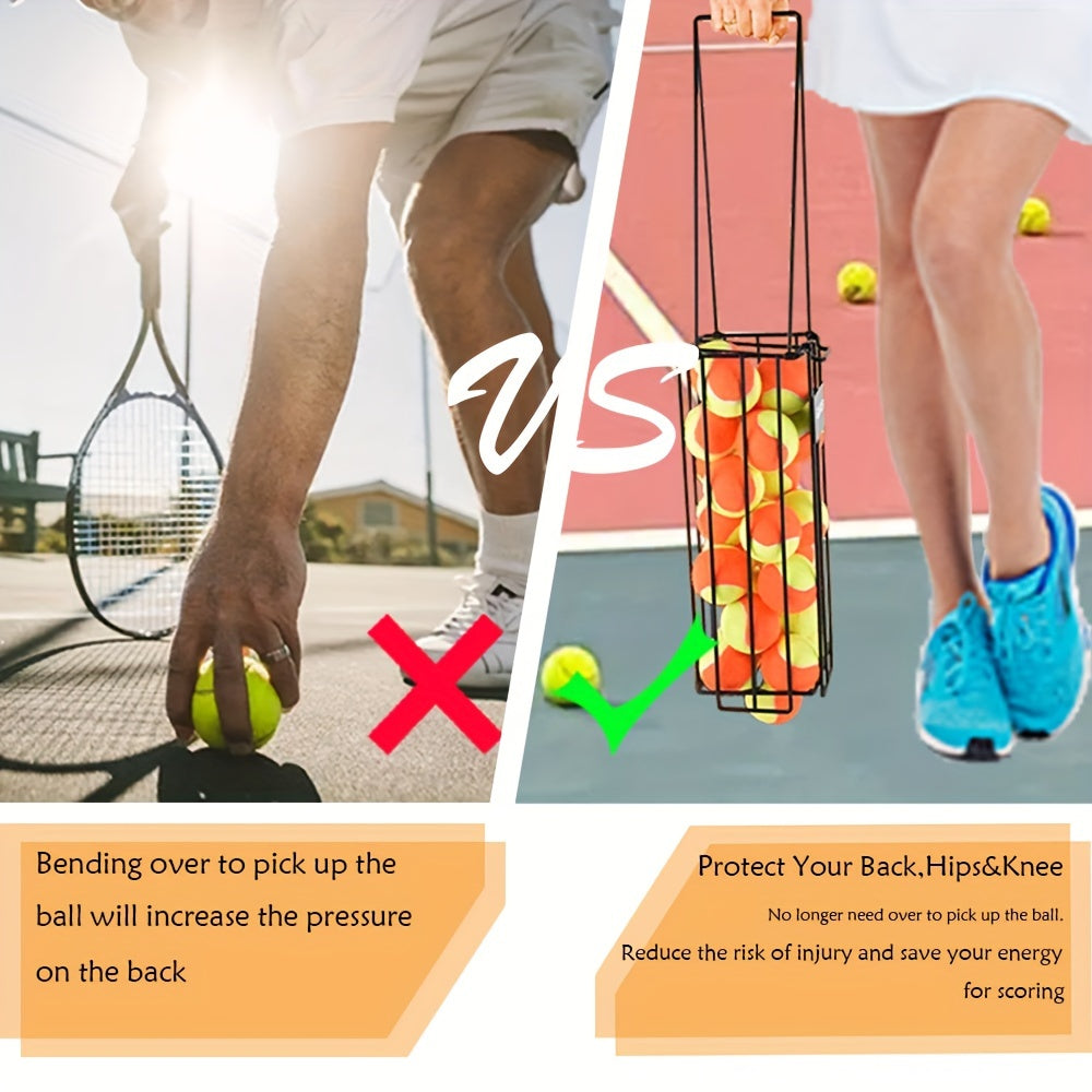 Portable Pickleball & Tennis Ball Collector Basket Carrier