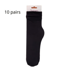10 Pairs Solid Socks Comfy & Breathable Women's Stockings & Hosiery