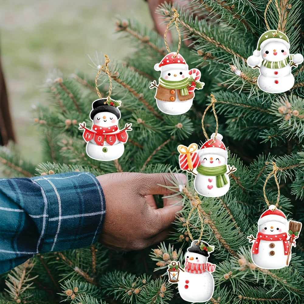6pcs Snowman Christmas Tree Ornaments - Cute Winter Decor