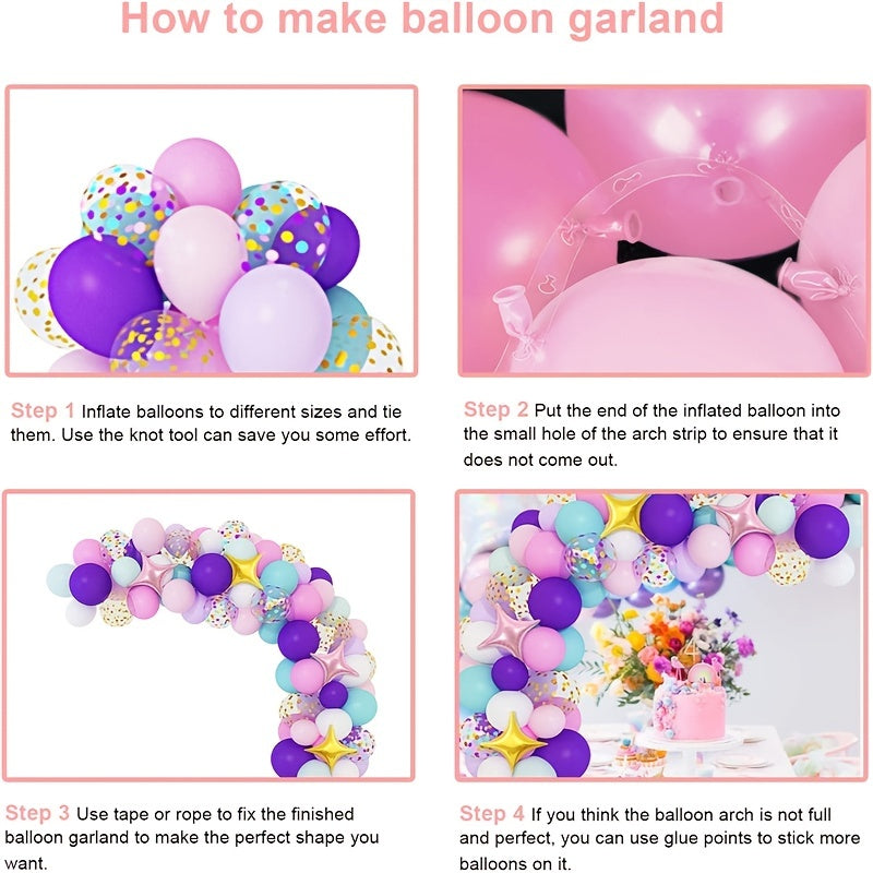 Unicorn Balloon Arched Wreath Set Confetti Light Purple Water Pink Balloon Set