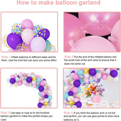 Unicorn Balloon Arched Wreath Set Confetti Light Purple Water Pink Balloon Set
