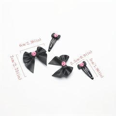 Y2K Pink Skull Bow Hair Clip Set for Women Girls