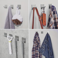 4pcs Stainless Steel Hooks Self adhesive Garage Storage Hooks Minimalist Style