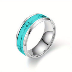 Heart-shaped Titanium Steel Ring Luminous Couple Ring