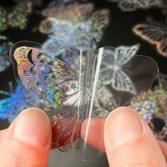 100pcs Transparent Butterfly Laser Stickers PET Creative Retro Stickers
