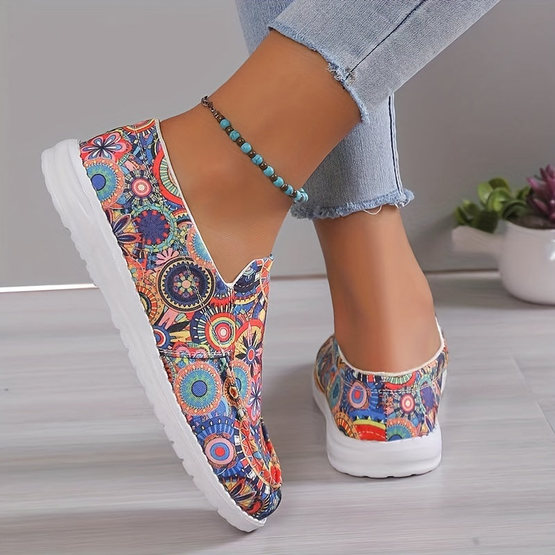 Women's Tribal Print Canvas Slip-On Shoes Lightweight