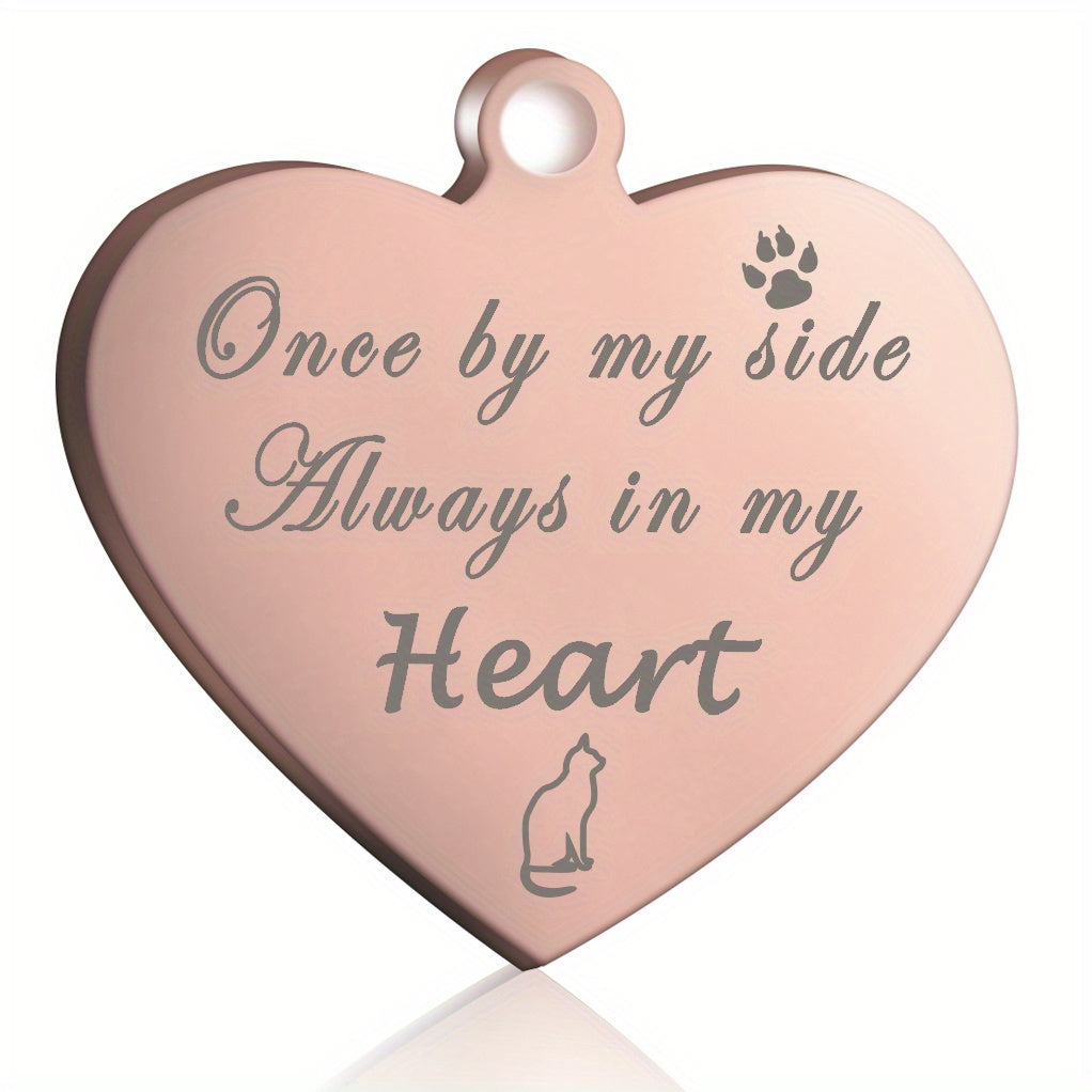 Custom Heart Shaped Silver Dog ID Tag Personalized Cat Collar Pendant