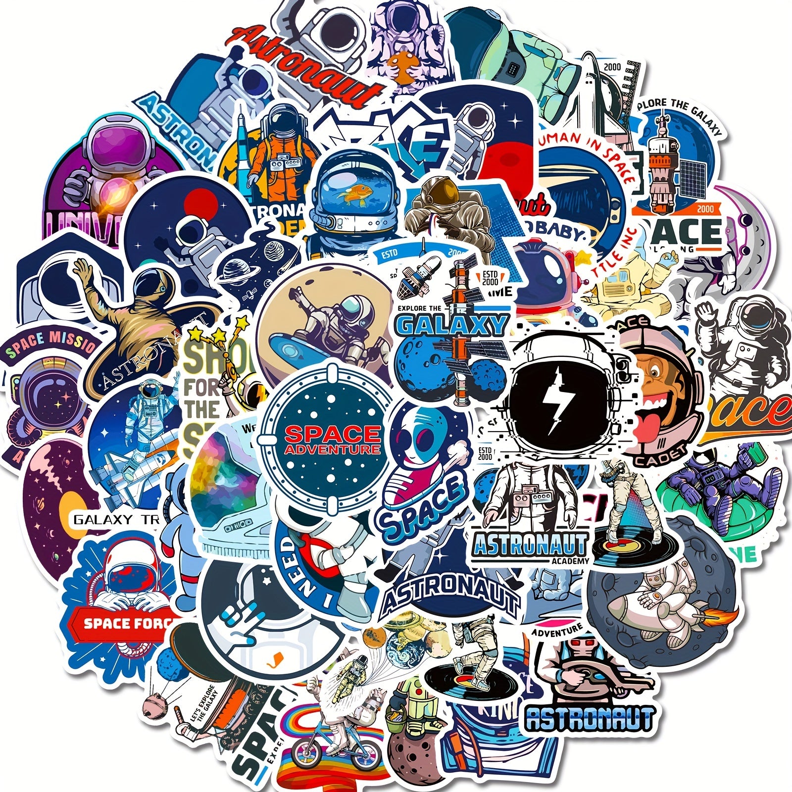 50pcs Space Stickers Waterproof for Laptops Water Bottles Skateboards