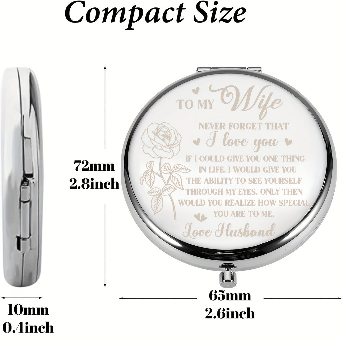 Romantic Compact Mirror for Wife - Mothers Birthday Gift
