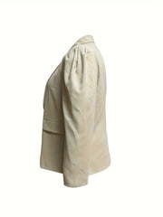  Casual Blazer Women's Plus Solid Long Sleeve Shawl Collar Workwear