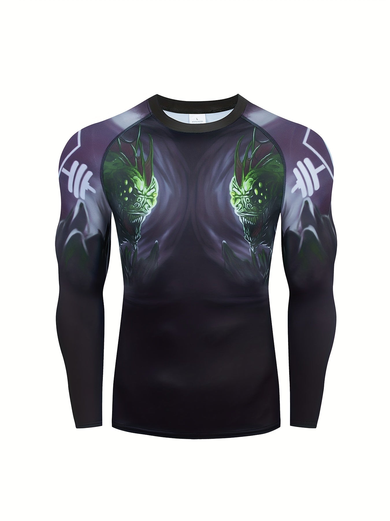 Men's Monster Pattern Compression Shirt & Pants Set for Outdoor Activities