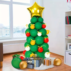 138pcs Christmas Styling Tree Latex Balloon Set Green Red Golden