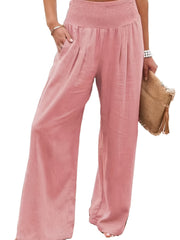 Boho Wide Leg Pants High Waist Casual Vacation Pants