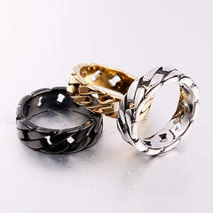 European American Men's Twist Ring Cuban Chain Ring Hip Hop Couple Ring