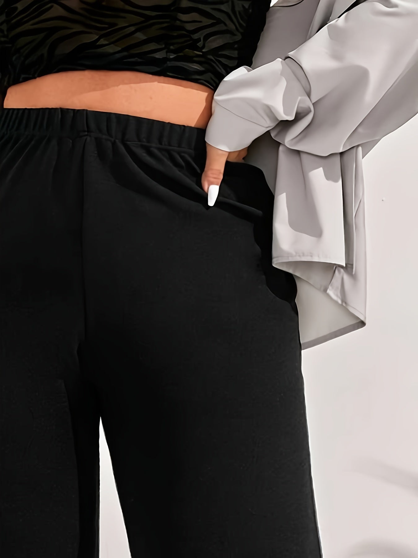  Straight Leg Pants Women's Plus Casual High Waist Pants