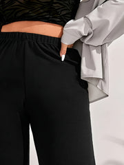 Straight Leg Pants Women's Plus Casual High Waist Pants