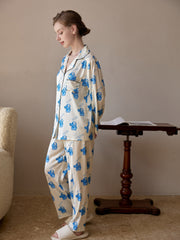 Locker Print Pajama Set Long Sleeve Top & Pants