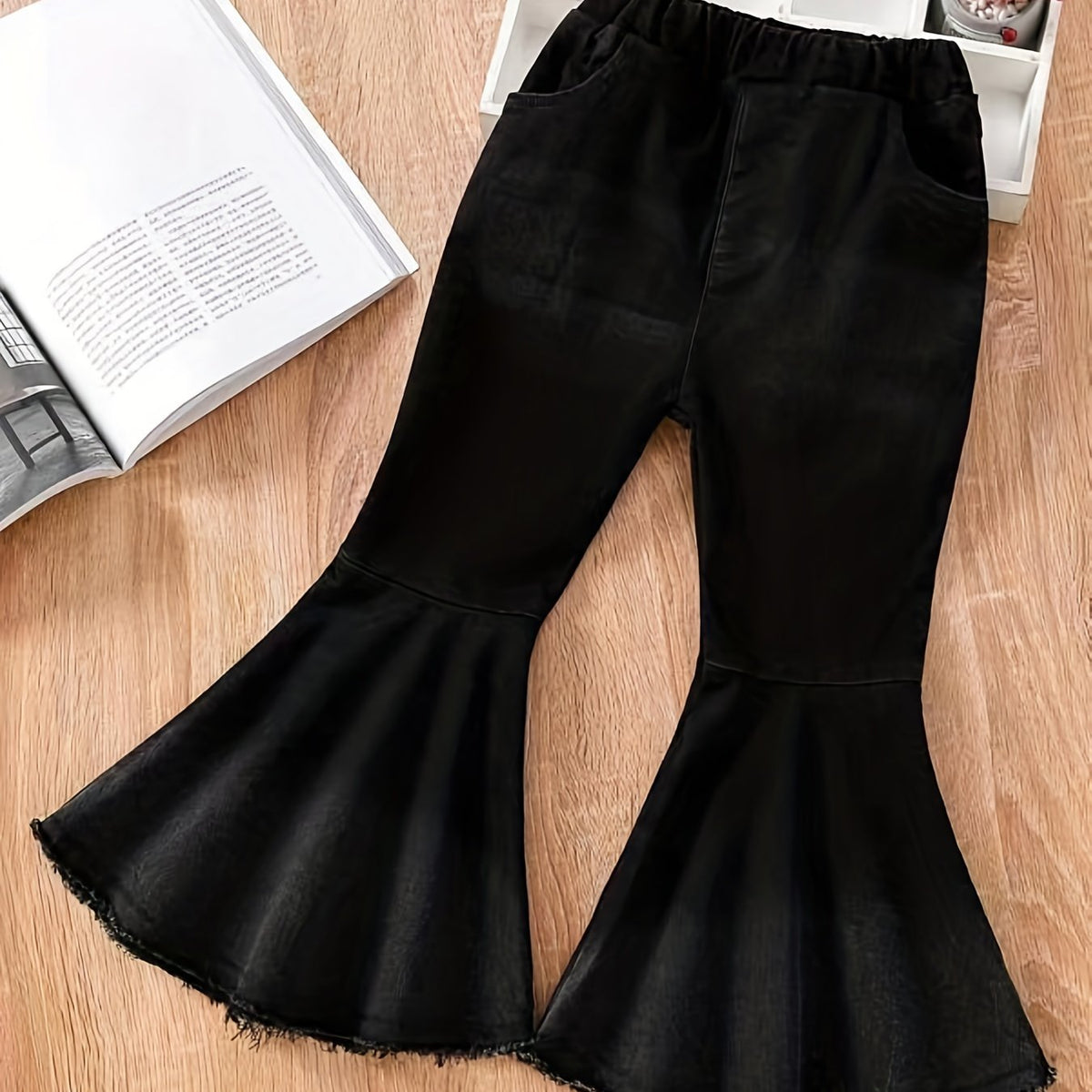 Raw Edge Flared Jeans Girls Clothes