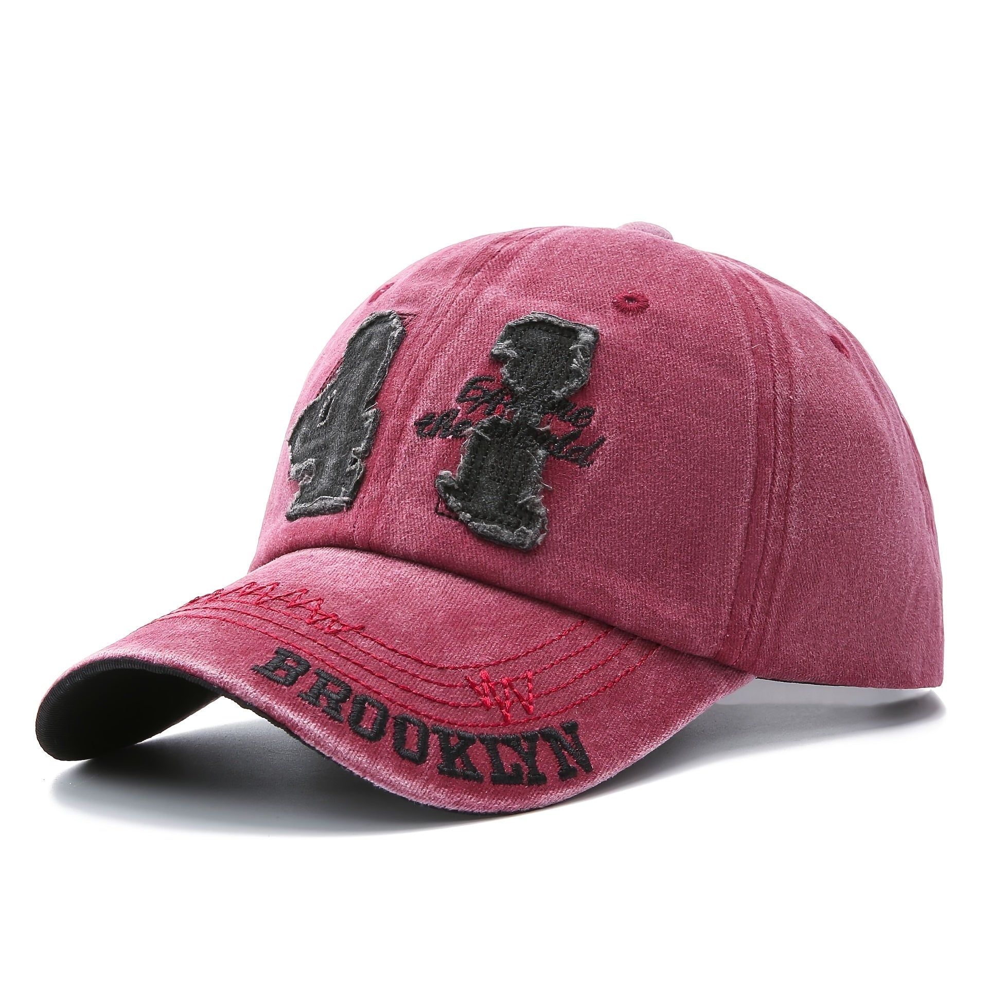Distressed Patch Baseball Cap Cotton Adjustable Unisex Dad Hats Casual