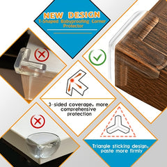 12pcs Safety Transparent T-shaped Corner Protector Thickened Baby Table Guards