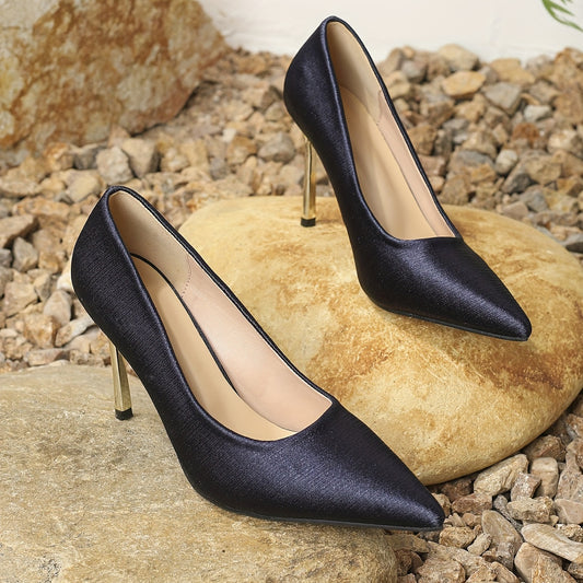 Solid Stiletto Heels Point Toe Pumps Women's Party Heels