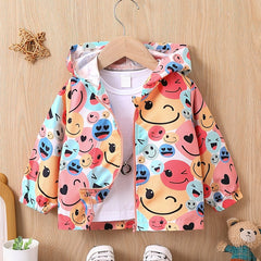 Toddler Girls Cartoon Hooded Windbreaker Jacket