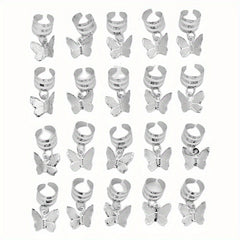20pcs Butterfly Tassel Hair Ring Side Hair Dreadlock Accessories