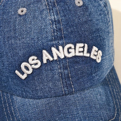 LA Embroidery Baseball Cap Washed Distressed Unisex Dad Hats Vintage