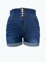  High Rise Skinny Denim Shorts