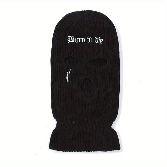 Embroidered 3 Hole Ski Mask Balaclava Hat Neck Warmer