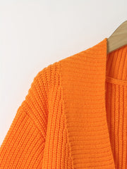  Solid Lantern Sleeve Open Front Cardigan With Pockets