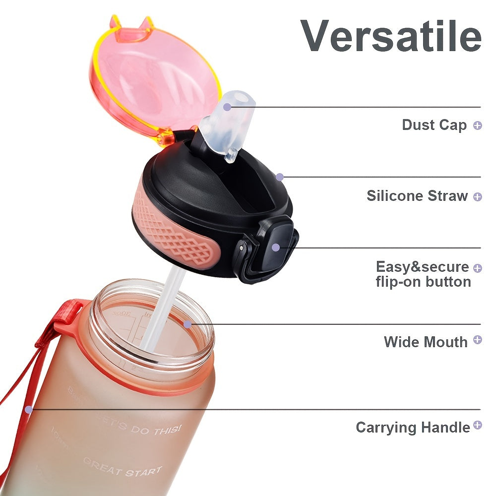 32oz Fitness Water Bottle Time Marker BPA-Free Leak Proof Flip Lid