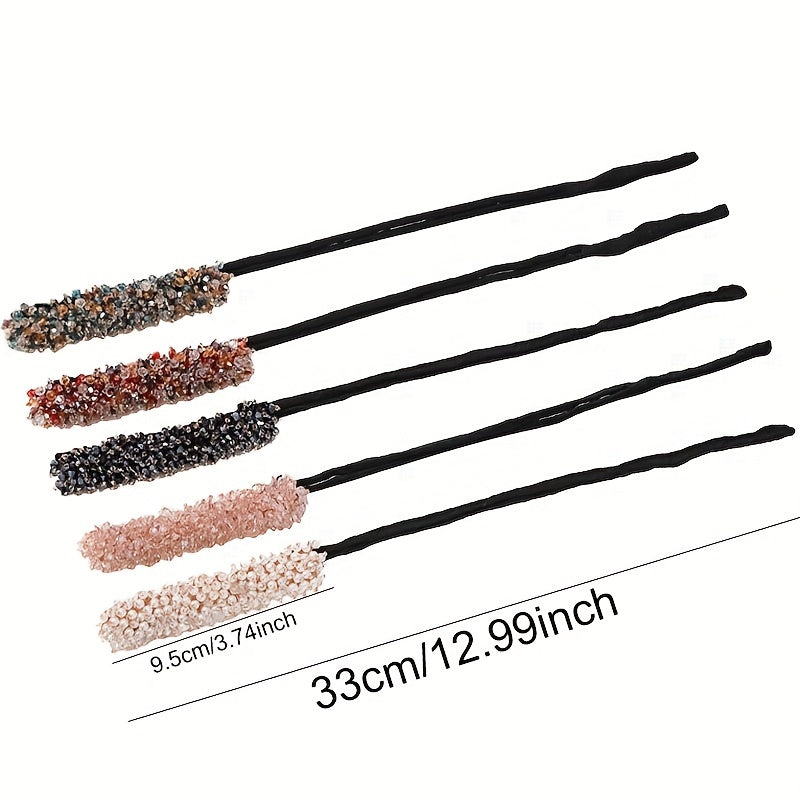 Crystal Pearl Hair Device Braided Headdress Hair Artifact Bun Accessories