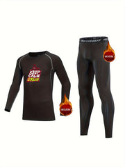 2pcs Kids Compression Sets Cartoon Pattern Crew Neck Pullover Elastic Waist Pant