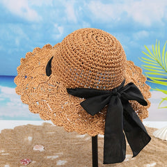 Vintage Ruffles Straw Sun Hat UPF50 Bucket Hat