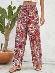 Boho Paisley Print Wide Leg Pants