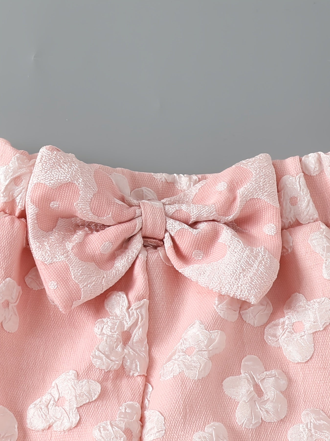 Girls Casual Puff Flower Shorts with Bow - Summer Wear